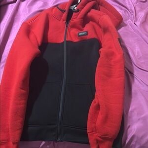 DKNY Red and Black Sporty Zip-Up Jacket